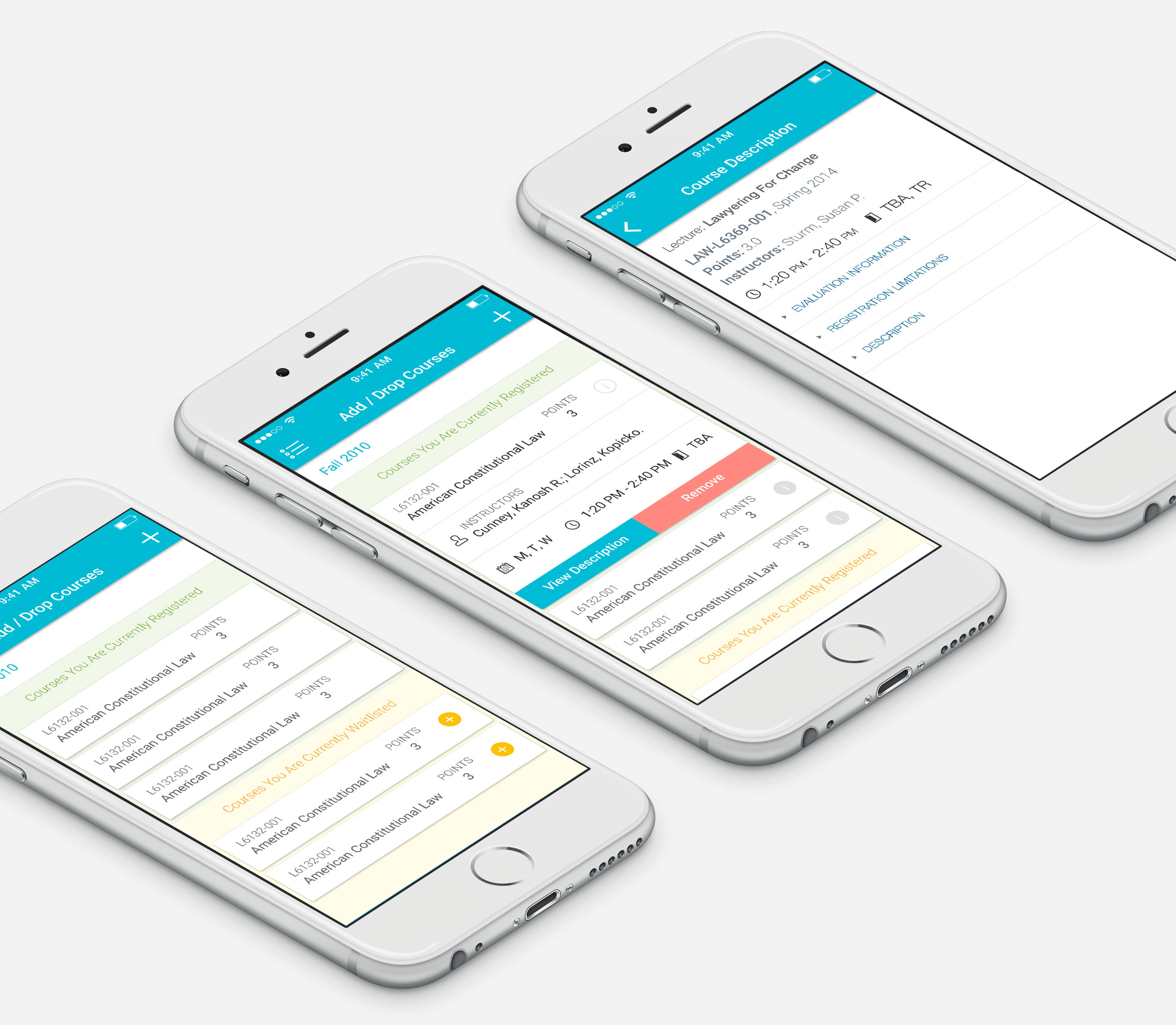 Schedule mobile screens layout
