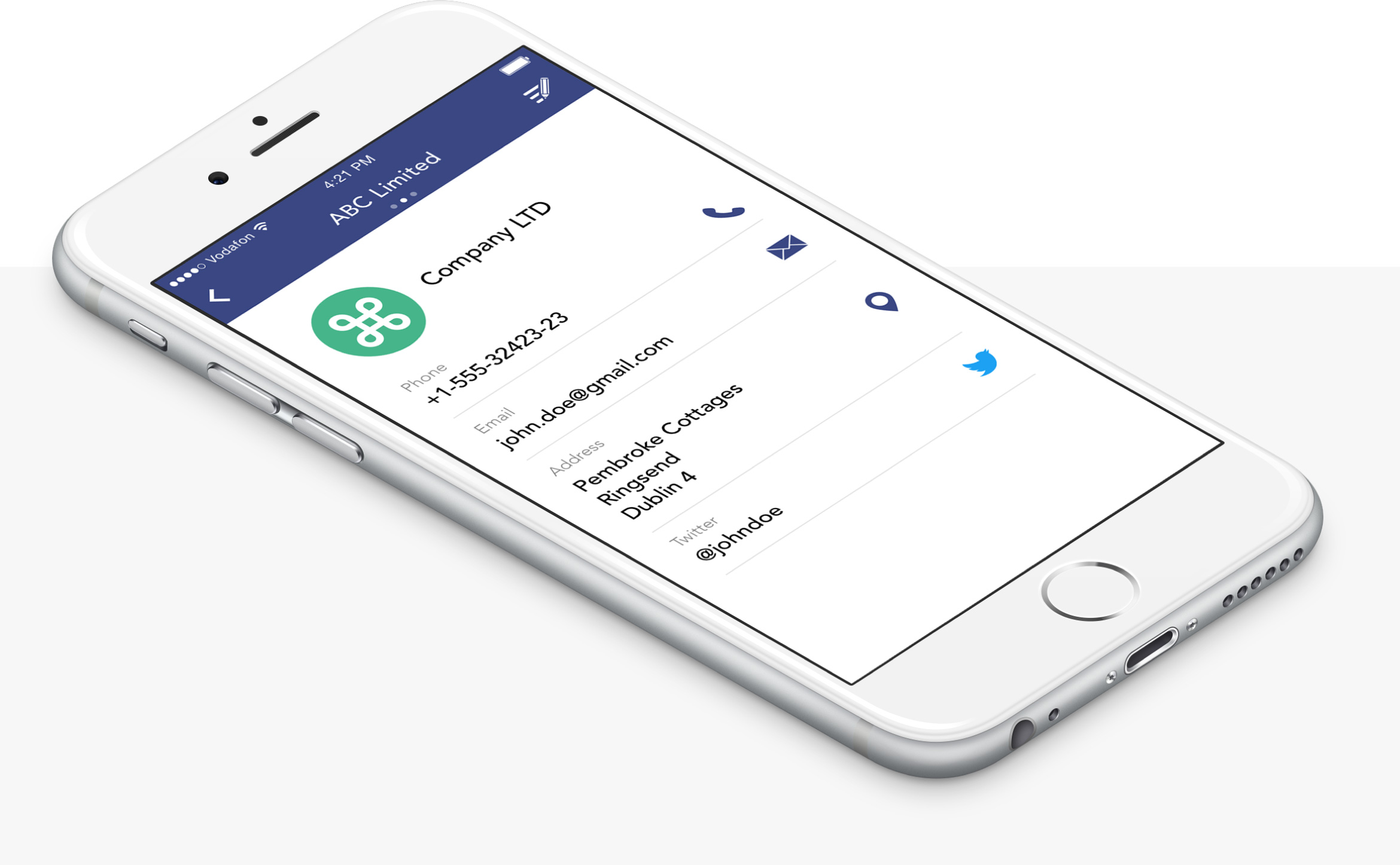 Company details UI design