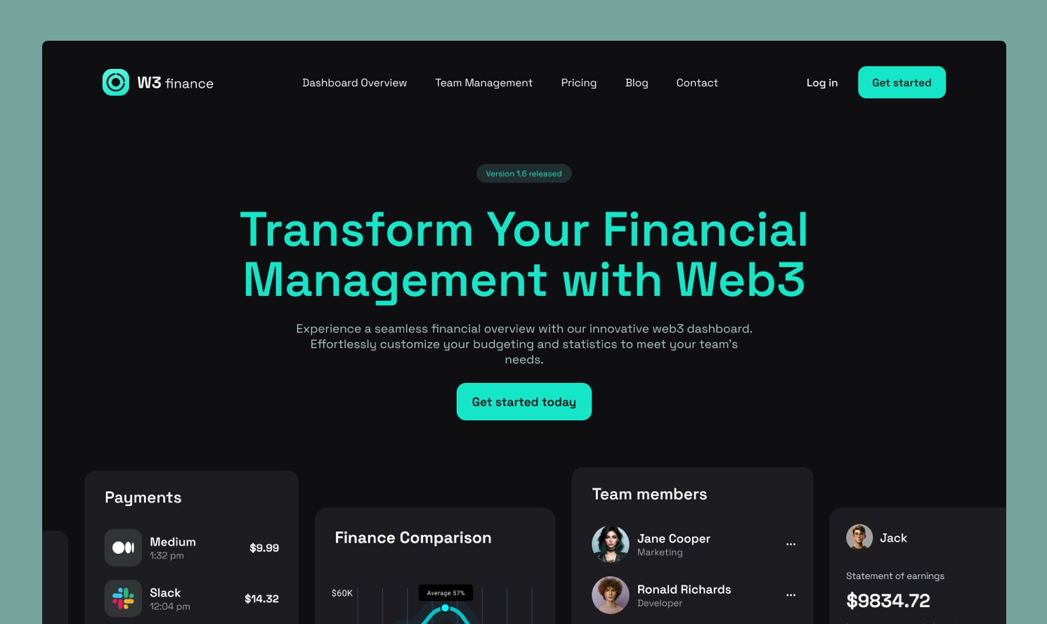Web3 Finance website design