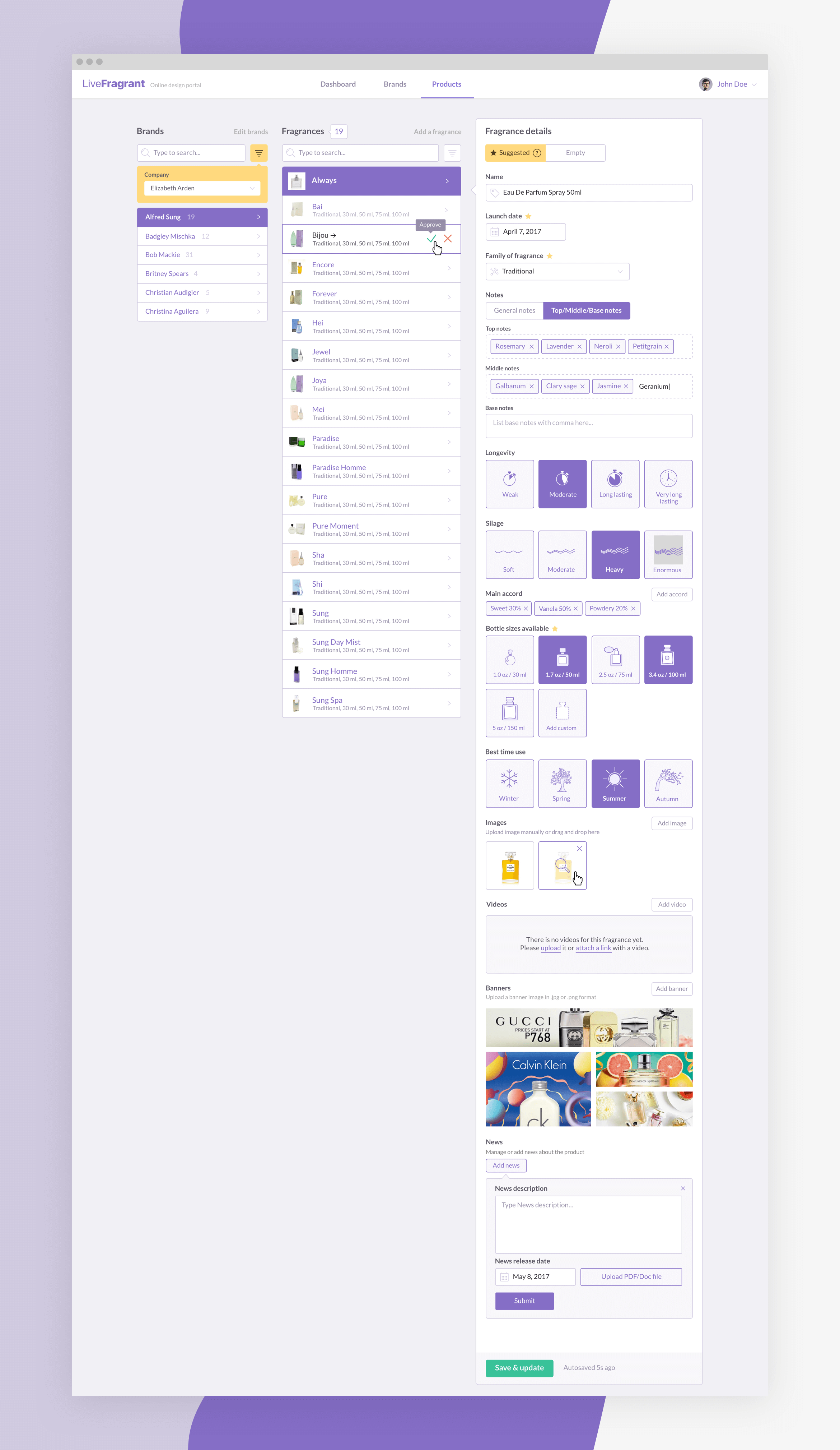 Products catalogue user experience
