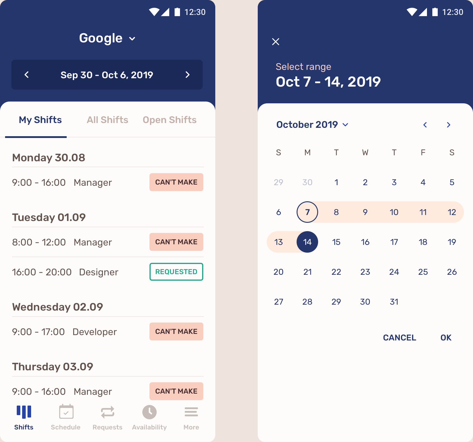 Shifts and schedule design